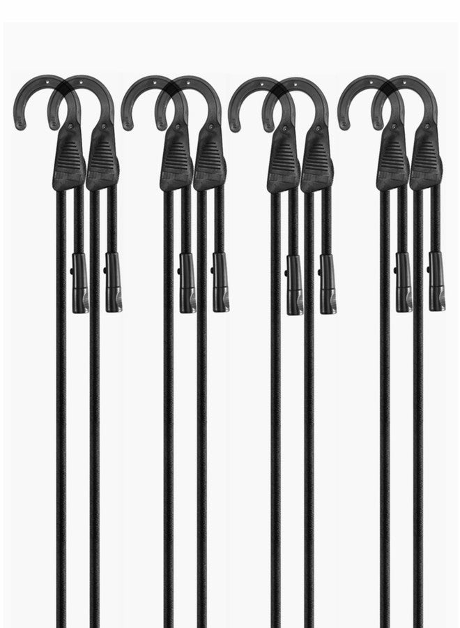 LuckyStraps 18" Adjustable Bungee Cords with Hooks, Flexibly Adjust from 6.5" to 18", Black Bungee Straps with Superior Elasticity & UV Resistance, Perfect for Cargo, Camping, Tents, Bike, Luggage, etc (10 Pcs) - Image 1